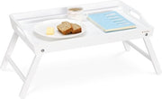 Tavolo da pranzo pieghevole in bambù, tavolo da lavoro, tavolo da colazione, tavolo da laptop, tavolo pieghevole per colazione in camera, tavolo da colazione, bianco
