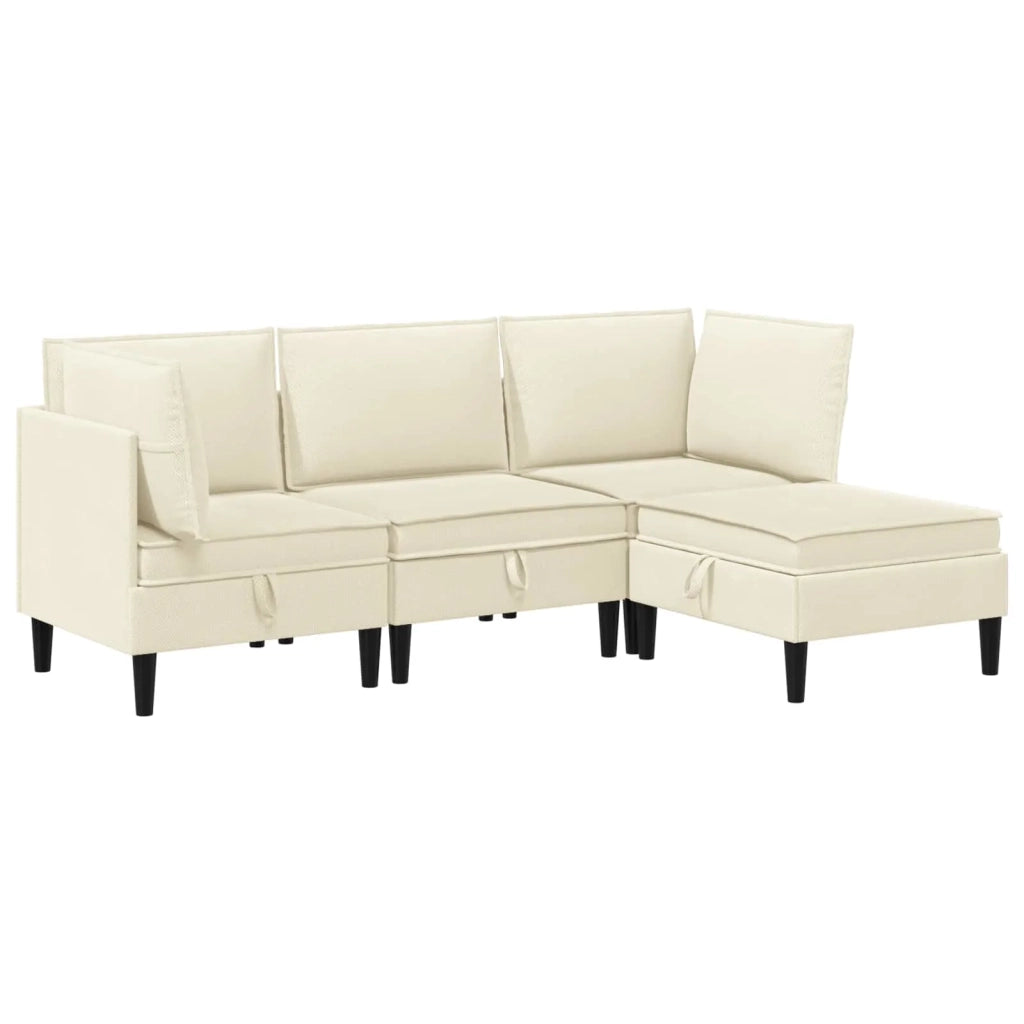 Set di mobili per il soggiorno 4 pcs Crema Tessuto 3413780
