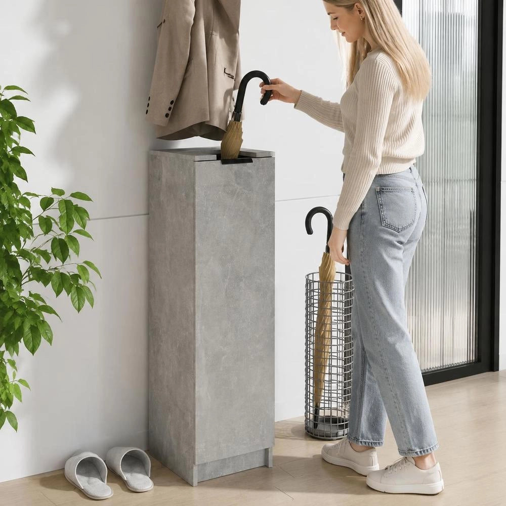 Shoe Cabinet, Concrete Grey, 30x35x100 Cm, Wood-based Material
