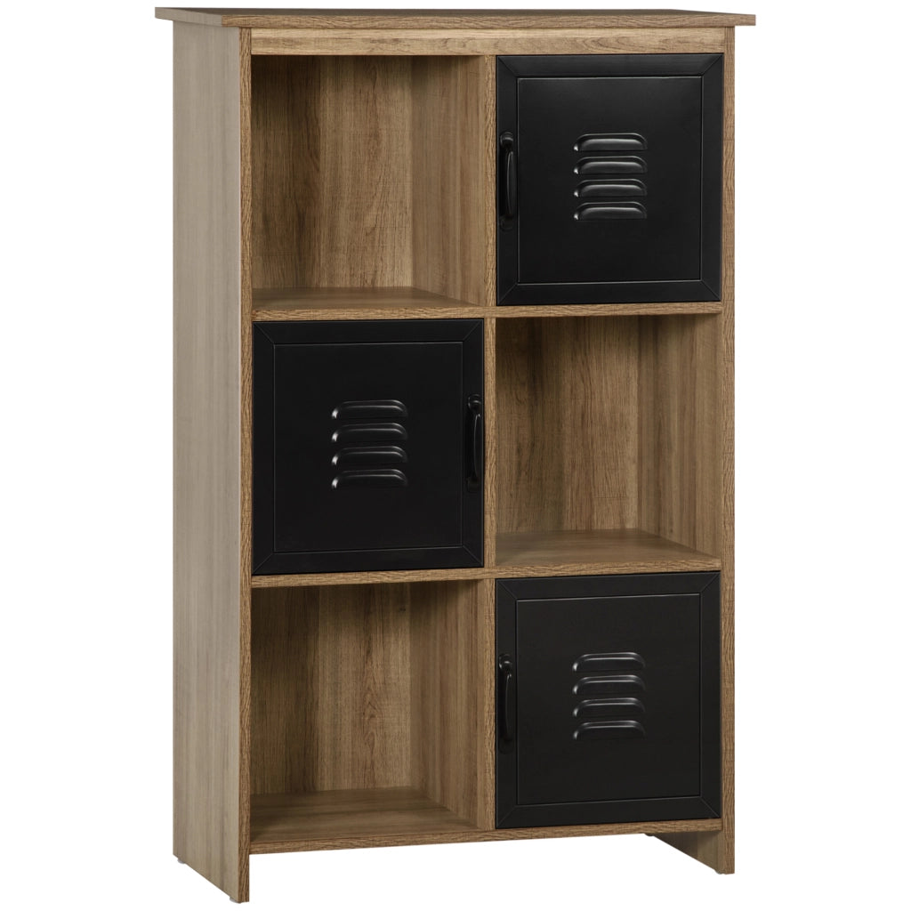 Libreria Design Industriale ¨C zephmum ¨C 3 Ripiani, 3 Cassetti, Legno, Metallo Nero