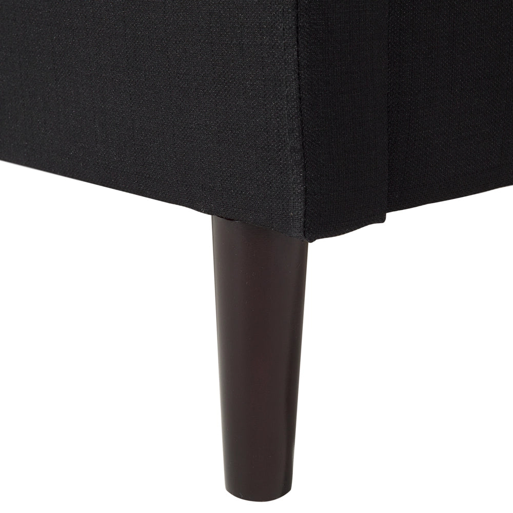 Letto rivestimento in tessuto Nero Gambe in legno scuro 180 x 200 cm Retro