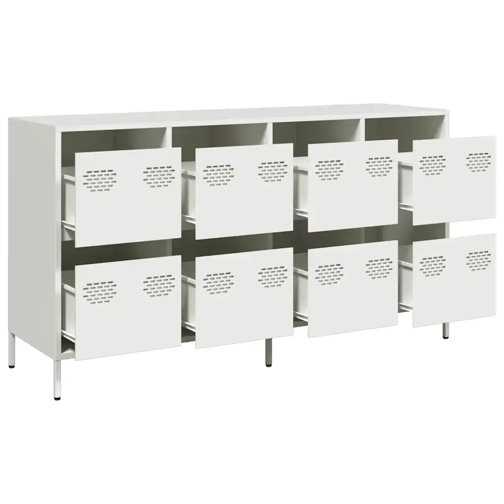 Credenza Bianca 135x39x73,5 cm in Acciaio Laminato a Freddo 3307172