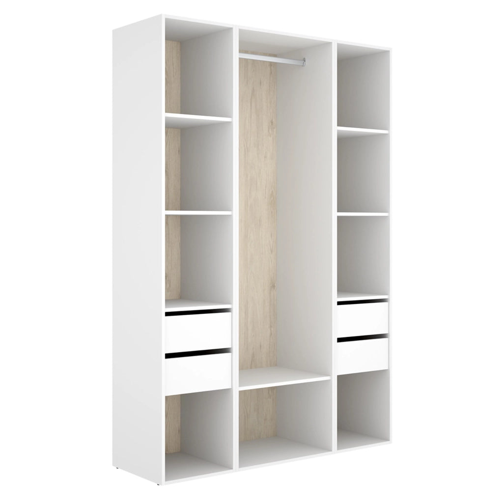 Armadio Camera da Letto Bellwood, Guardaroba Grande 7 Ripiani, 45x205h cm Bianco