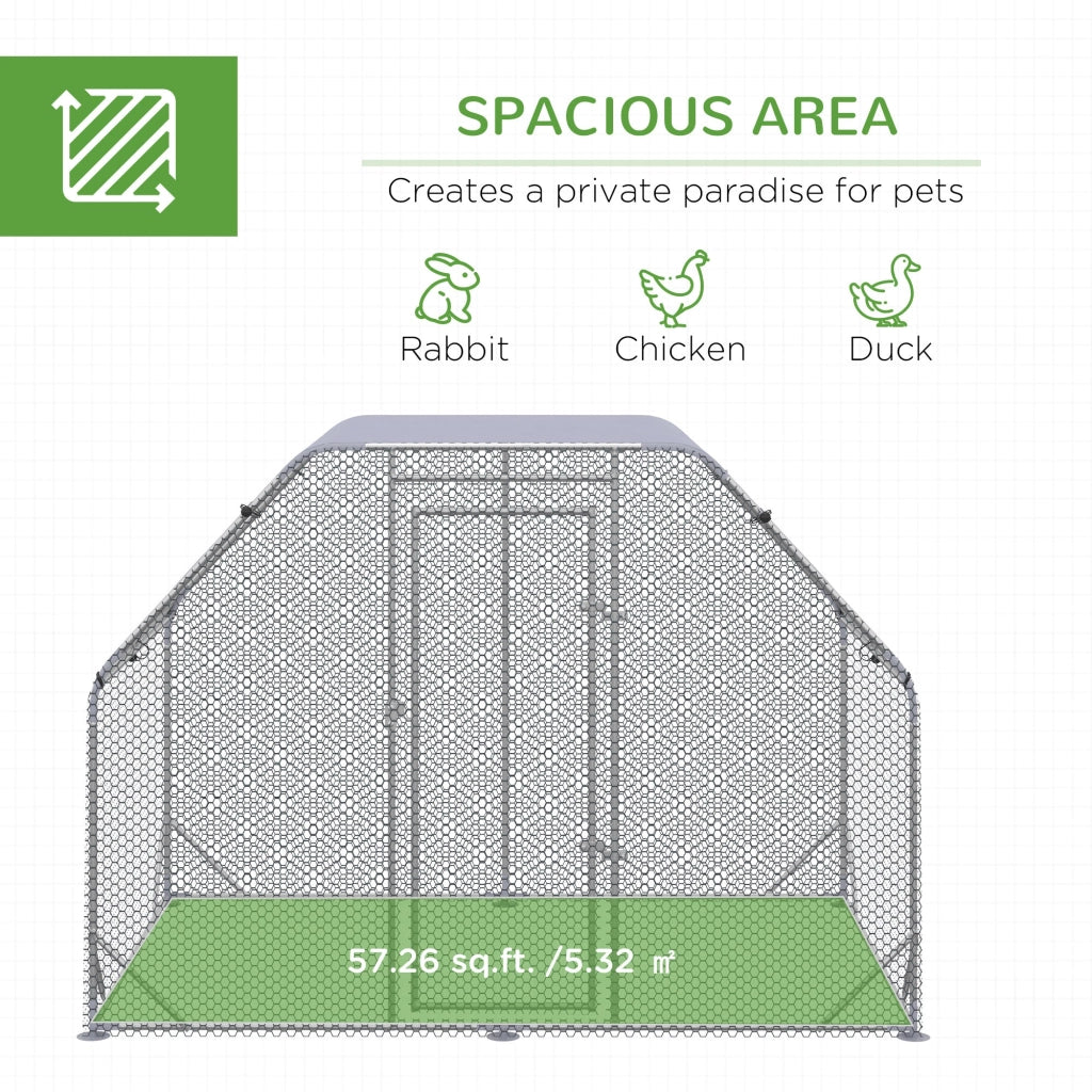 Recinto per Galline 280x190x195 cm con Copertura in Acciaio
