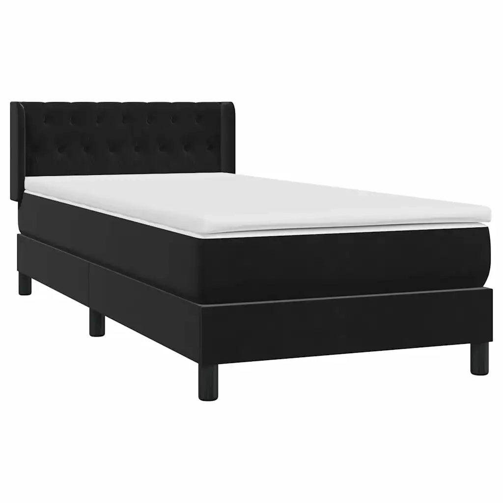 Giroletto a Molle con Materasso Nero 90x210 cm in Velluto 3318353