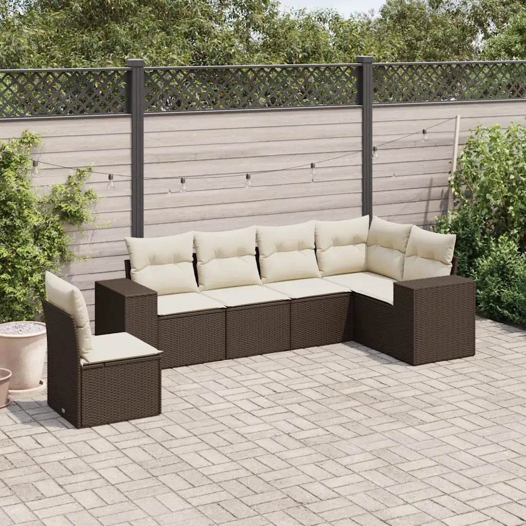 Set Divano da Giardino 6 pz con Cuscini Marrone in Polyrattan 3254970