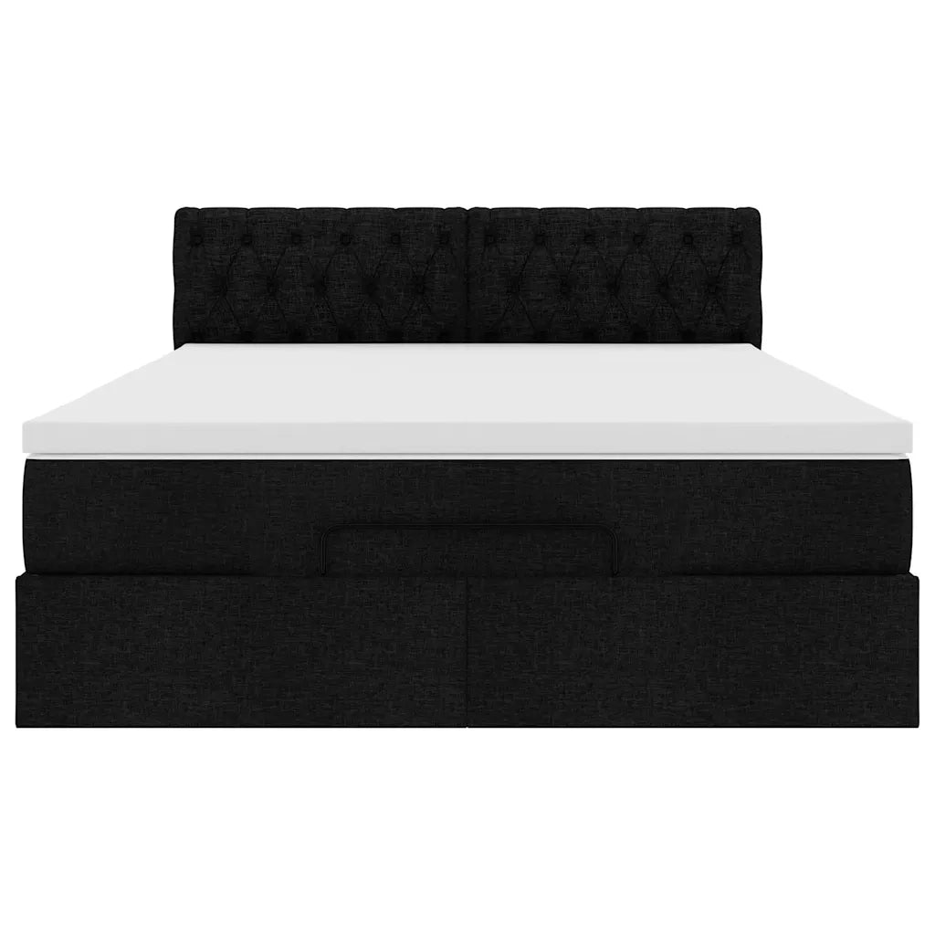 Pouf Letto con Materasso Nero 140x200 cm in Tessuto 3311548