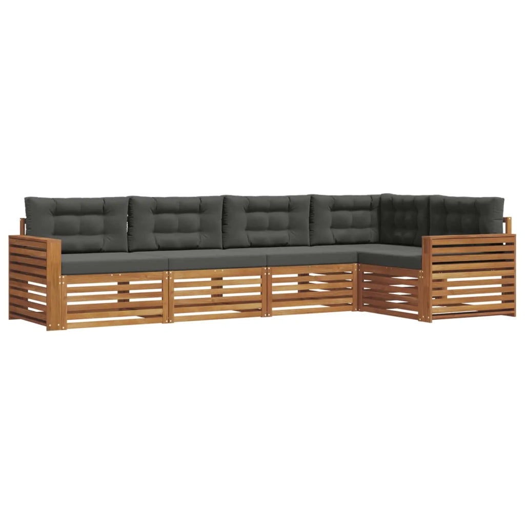 Set di divani da esterno con cuscino 5 pcs Naturale e Antracite 3373467