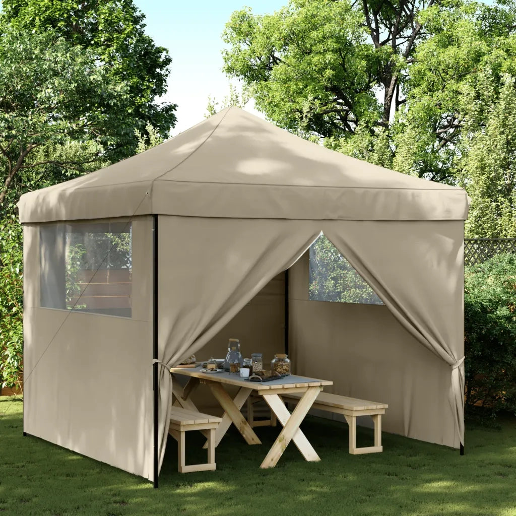 Tendone per Feste Pieghevole Pop-Up con 4 Pareti Tortora 4004930