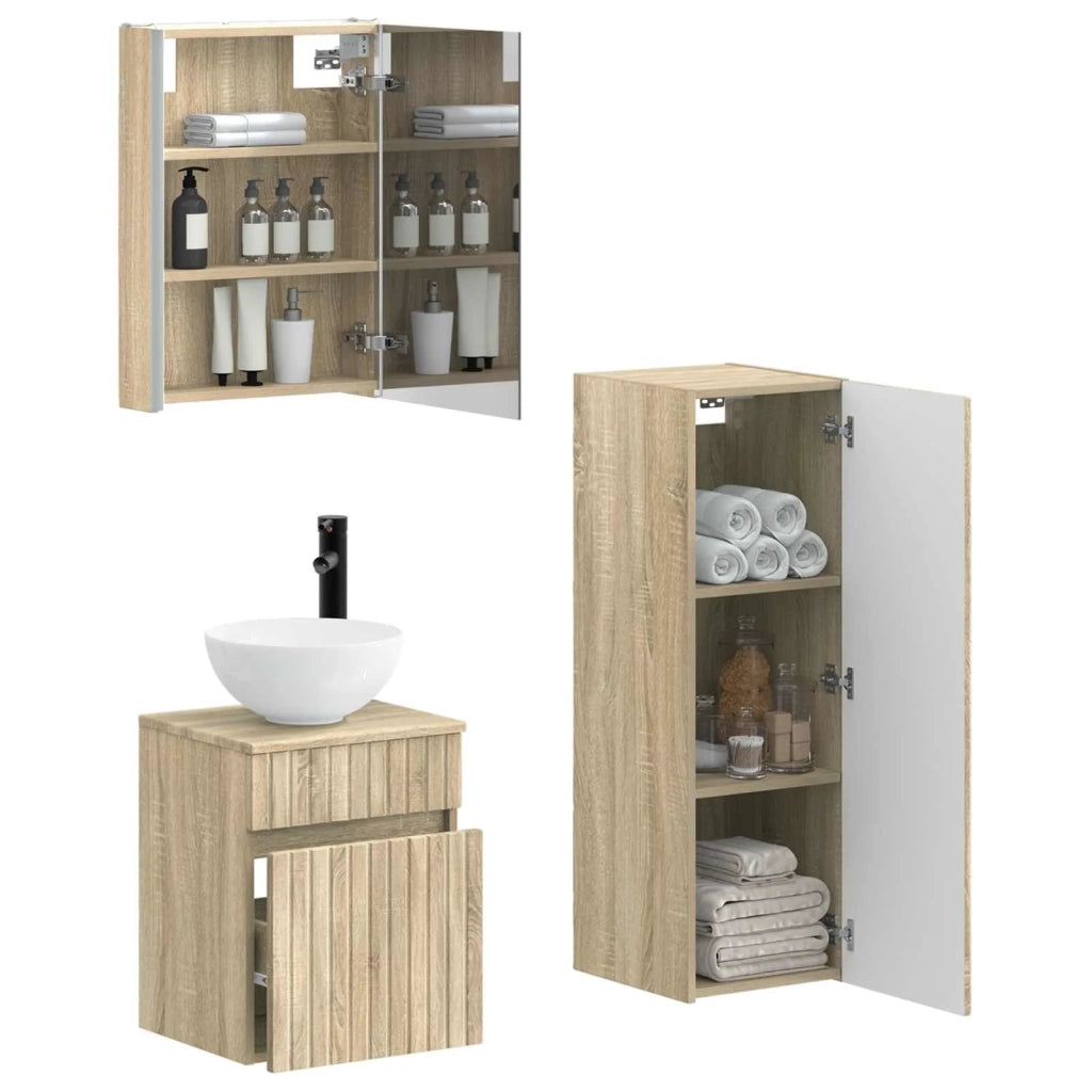 Set di mobili per il bagno 4 pcs Rovere Sonoma 3407473