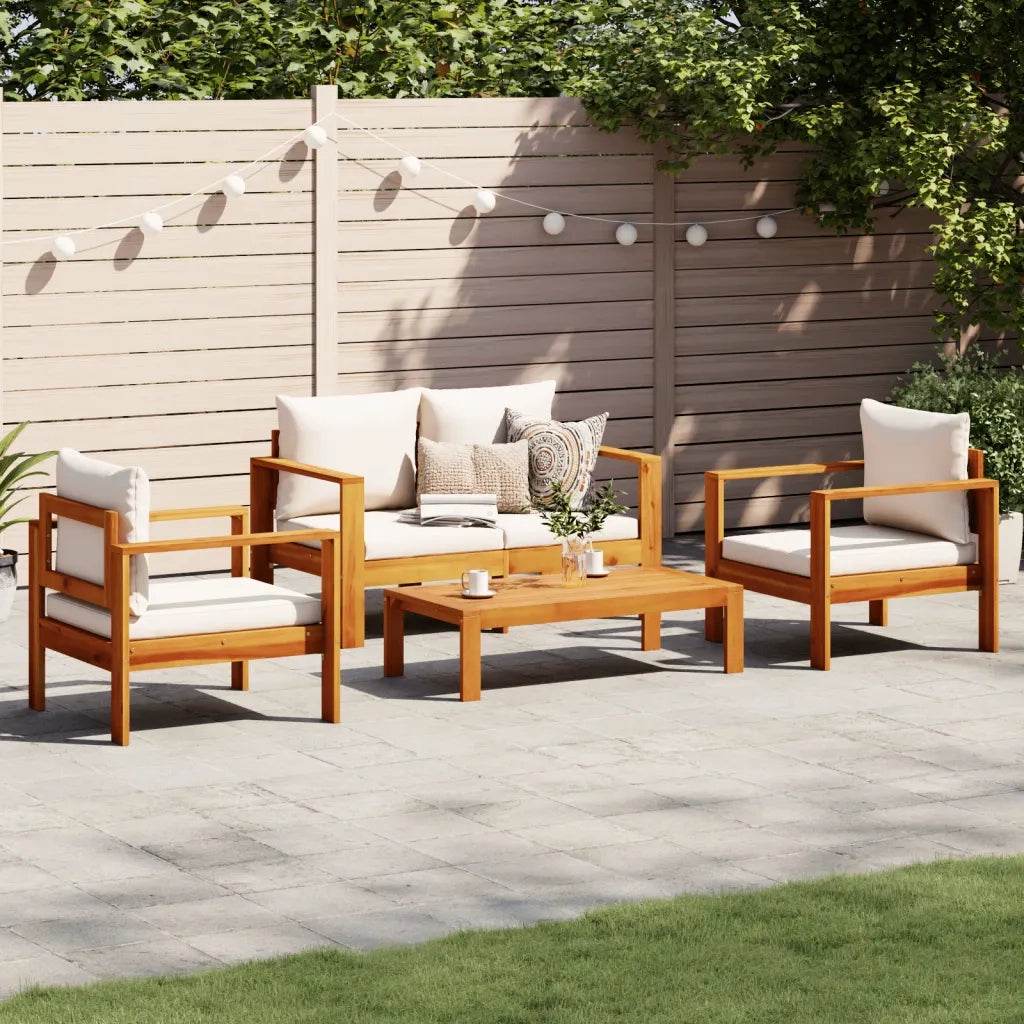 Set Divani da Giardino 4pz con Cuscini Legno Massello di Acacia 3214838