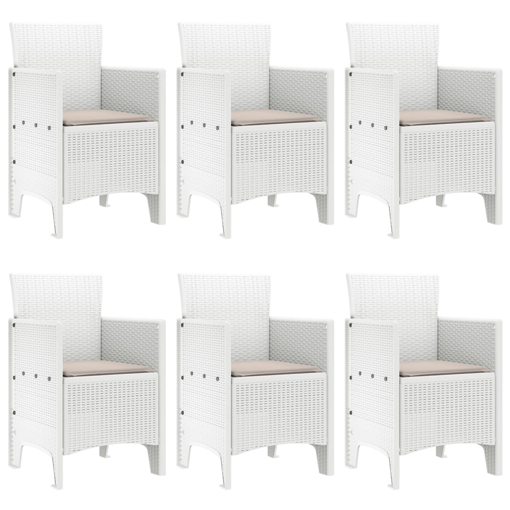 Set da Pranzo da Giardino 7 Pezzi Bianco Polyrattan