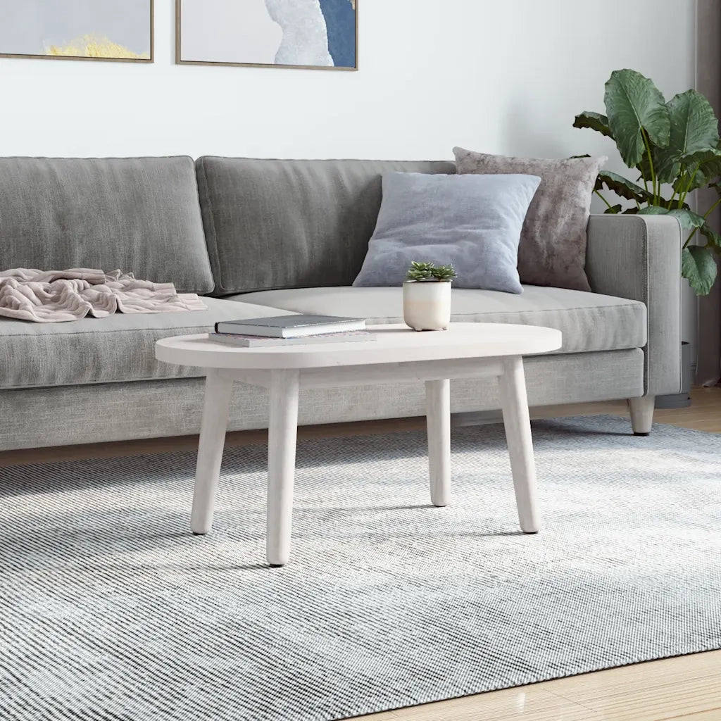 Piano Tavolo | Superficie Tavolo | Piano Scrivania Bianco 80x40x2,5cm in Legno Massello di Pino Ovale