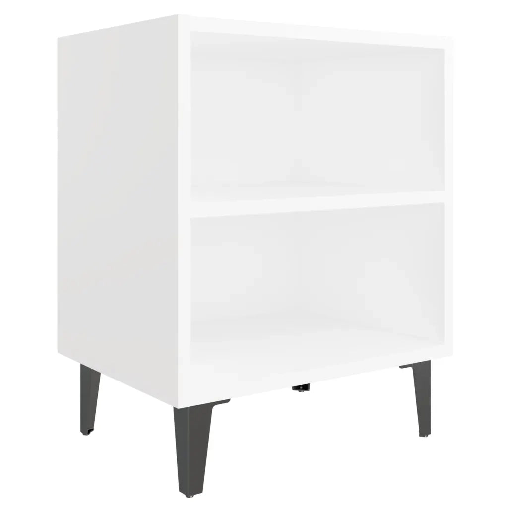 Comodini con Gambe in Metallo 2 pz-Set di 2 Tavolino da notte Bianchi 40x30x50 cm