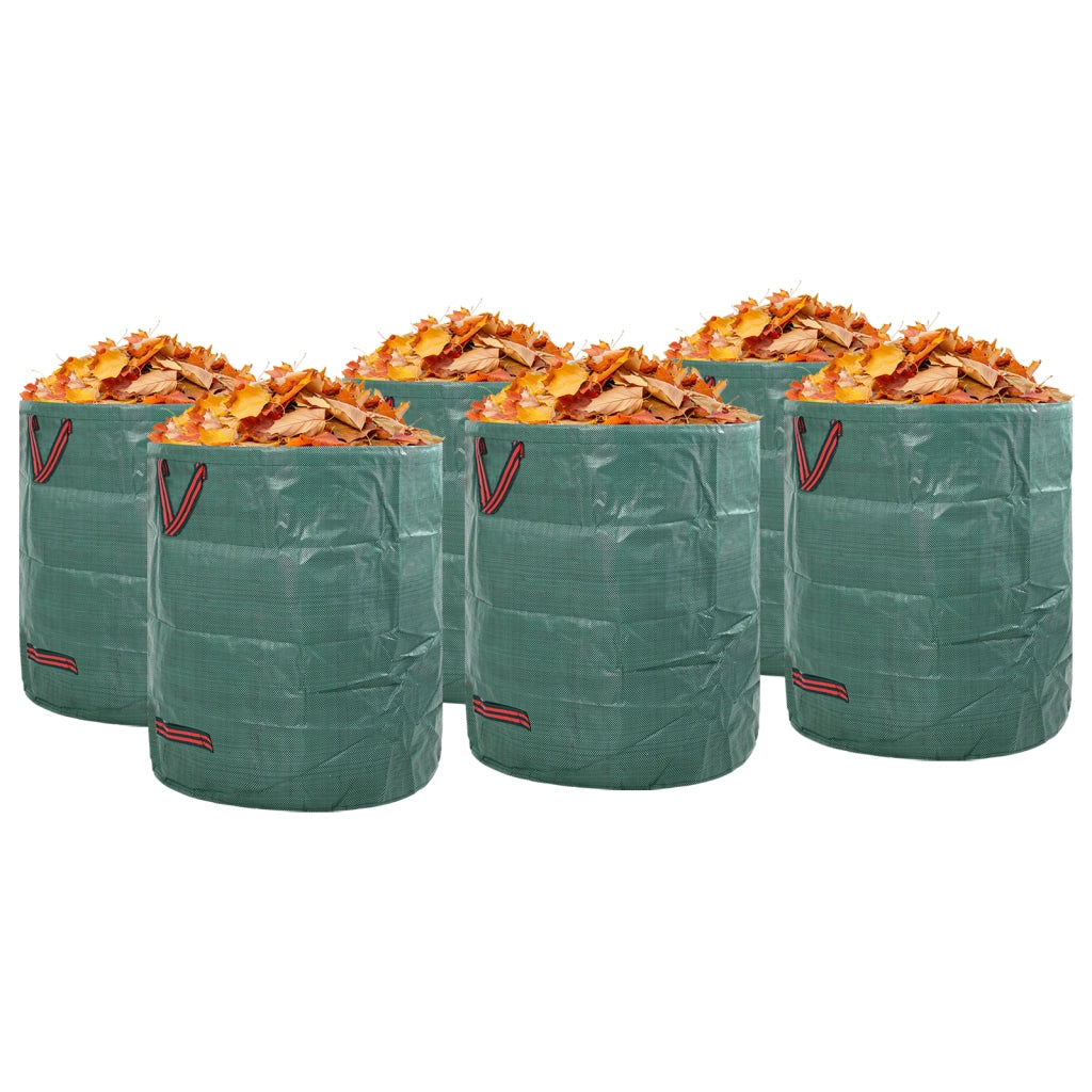 Borse per rifiuti da giardino  con manici 12 pz pieghevoli rotonde verdi 120 L
