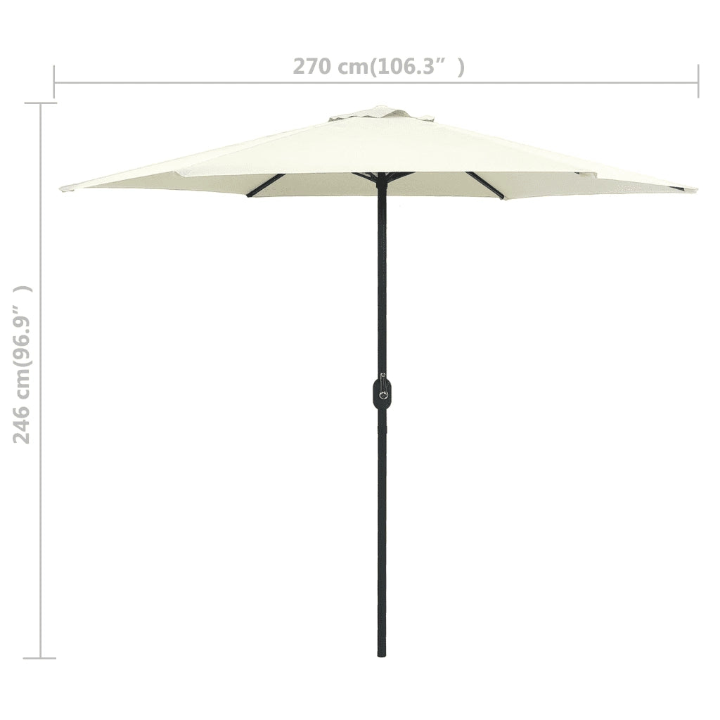 Ombrellone da Esterni Palo in Alluminio 270x246cm Bianco Sabbia cod mxl 15555