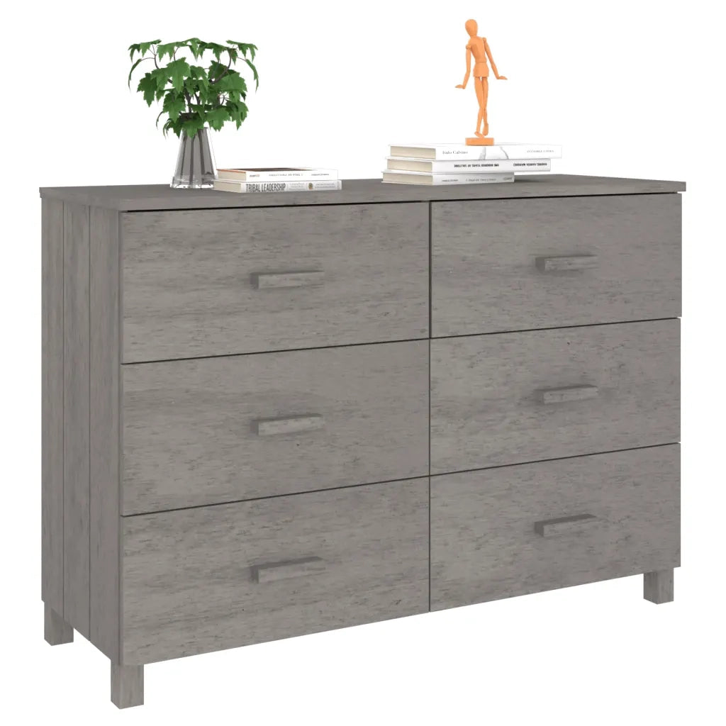 Credenza Grigio Chiaro 113x40x80 cm in Legno Massello di Pino cod mxl 16200