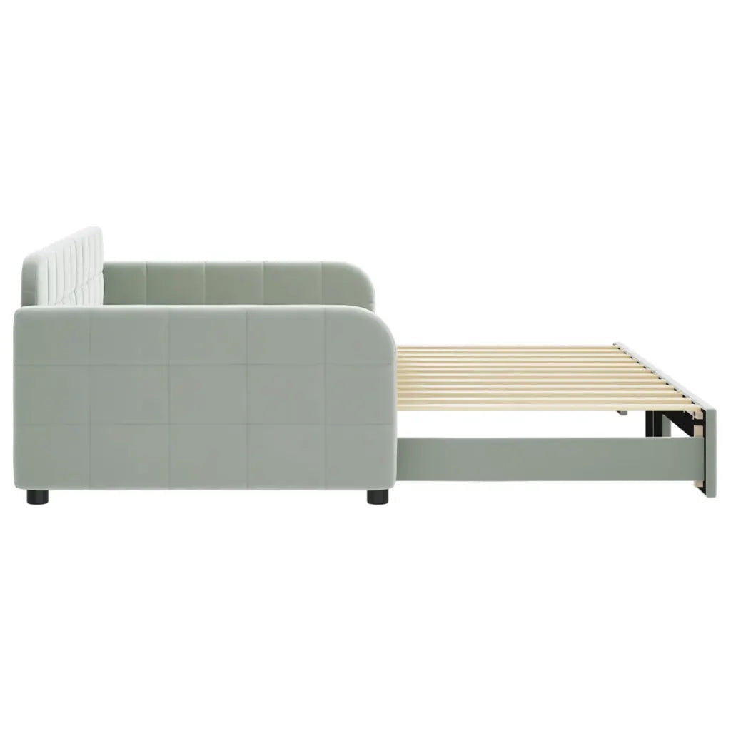 Divano Letto con Letto Estraibile Grigio Chiaro 100x200 Velluto 3196936