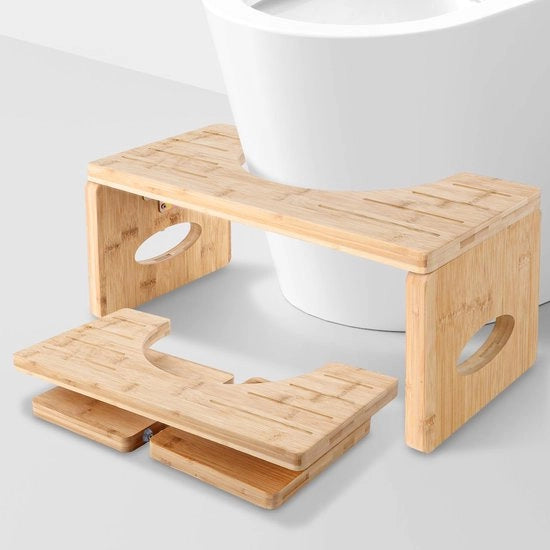 Toiletkruk opvouwbaar in legno, per adulti, con base in bambù, per sviluppare una posizione di seduta corretta e confortevole.