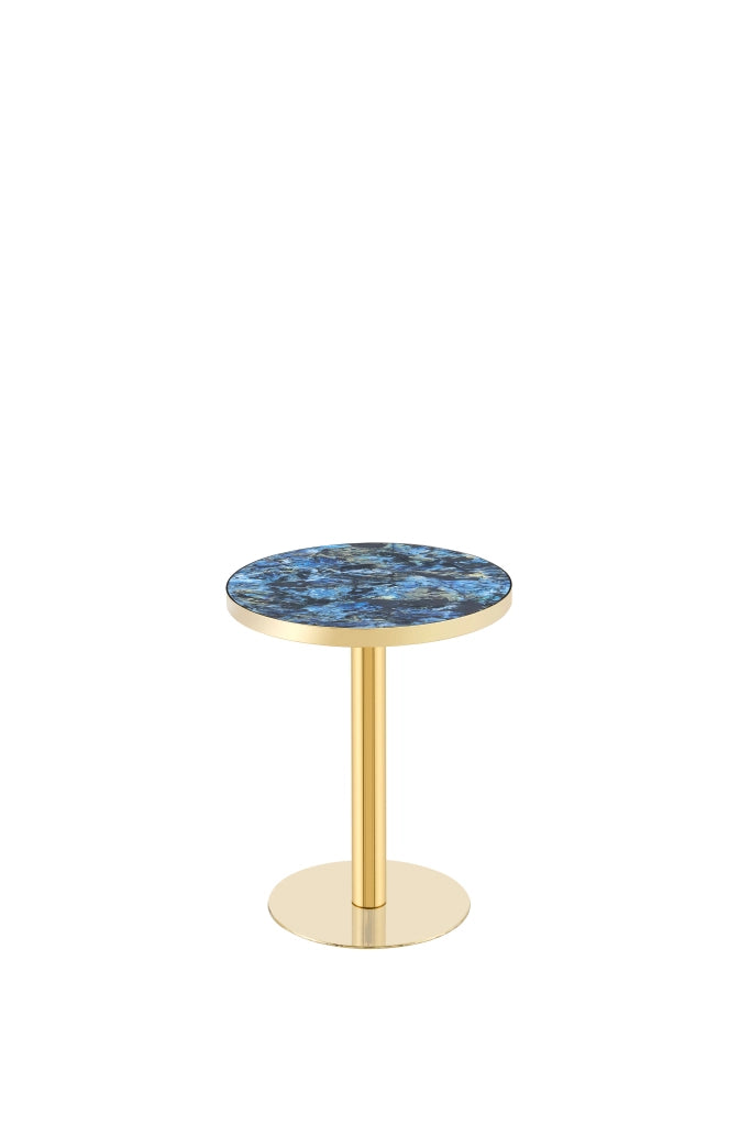 Tavolo da pranzo - rotondo moderno - effetto marmo - bordo oro - base nera/oro/argento - versatile