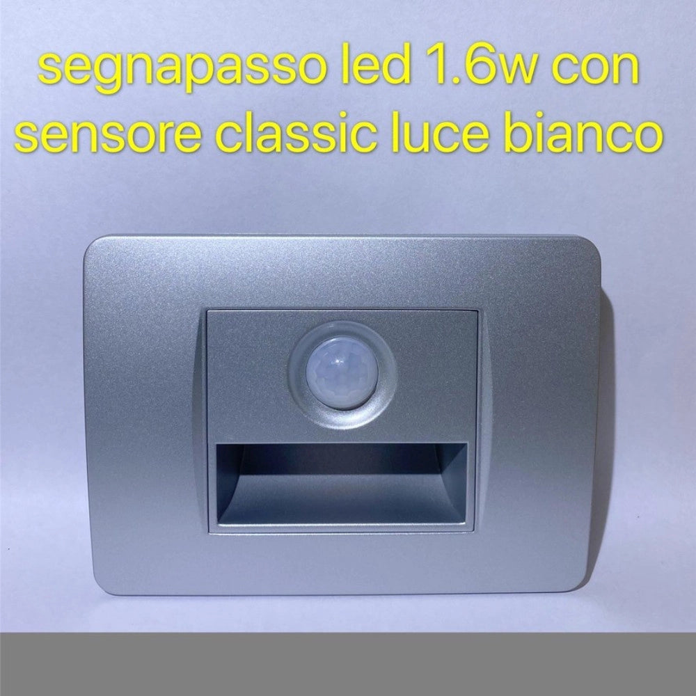 Trade Shop - Segnapasso Led Da Incasso Grigio Con Sensore 1.6w Luce Bianca Automatico -