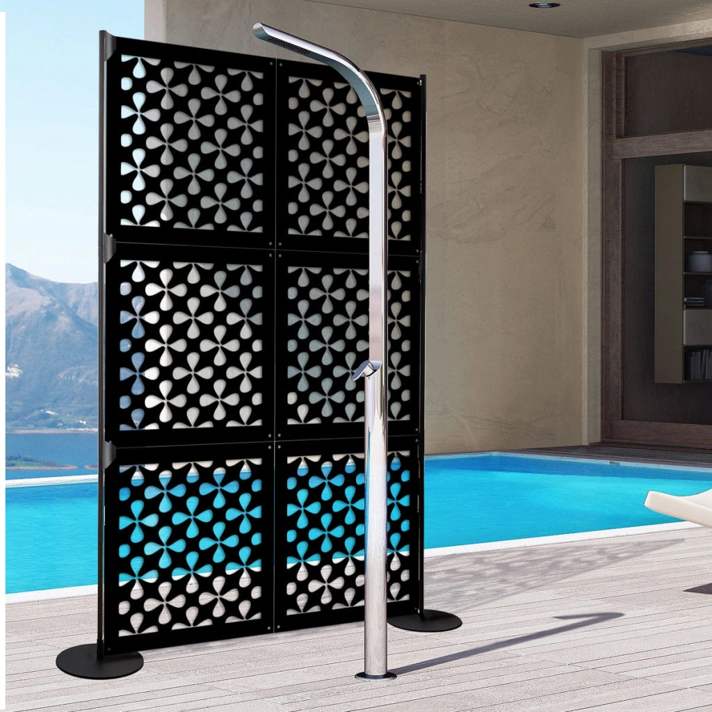QUADRIFOGLIO - Pannello in PVC traforato - Parasole Colore: nero, Misura: 48x48 cm