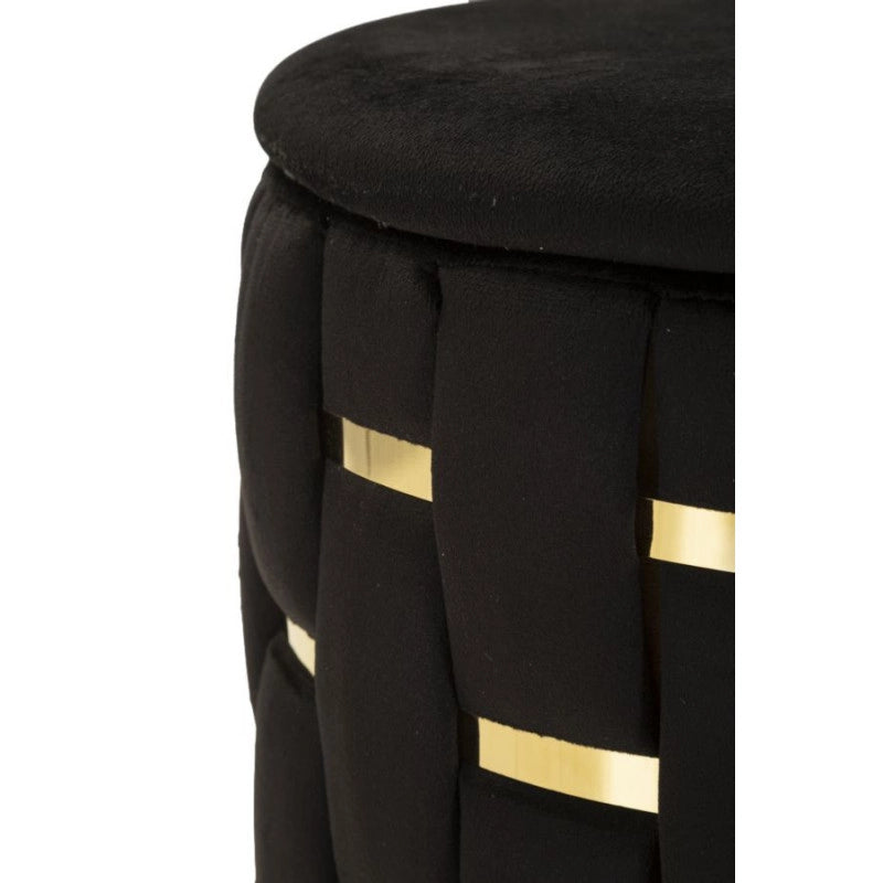 Puff Con Contenitore Shanty Nero Set 2 Pz cm ø 37x42-28x35