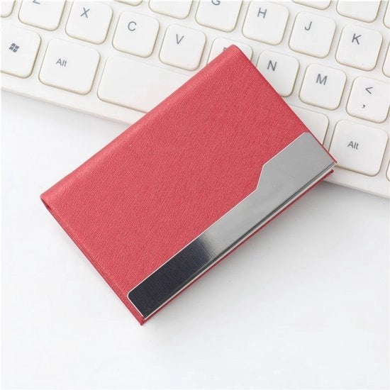 Supporto per biglietti da visita in acciaio inossidabile, supporto per biglietti da visita metallico, supporto per biglietti da visita ultradisegno, supporto per biglietti da visita con chiusura magnetica per uomini e donne - rosso