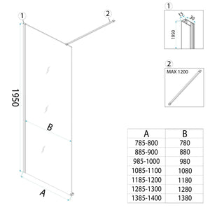 Parete Doccia Rea Flexi Grey / Brush Gold 130
