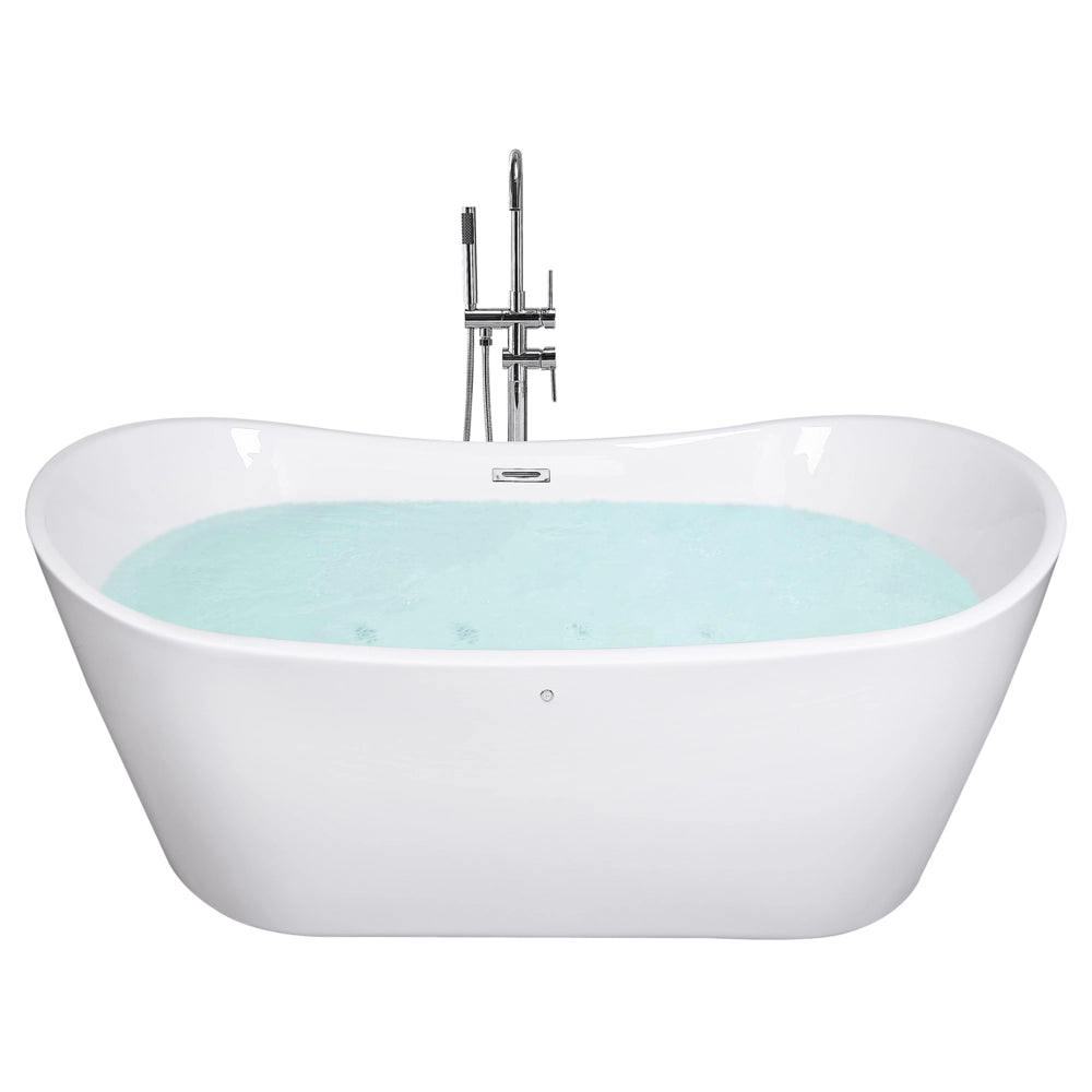 Bagno bianco con argento sanitario acrilico singolo 180 x 78 cm autoportante moderno