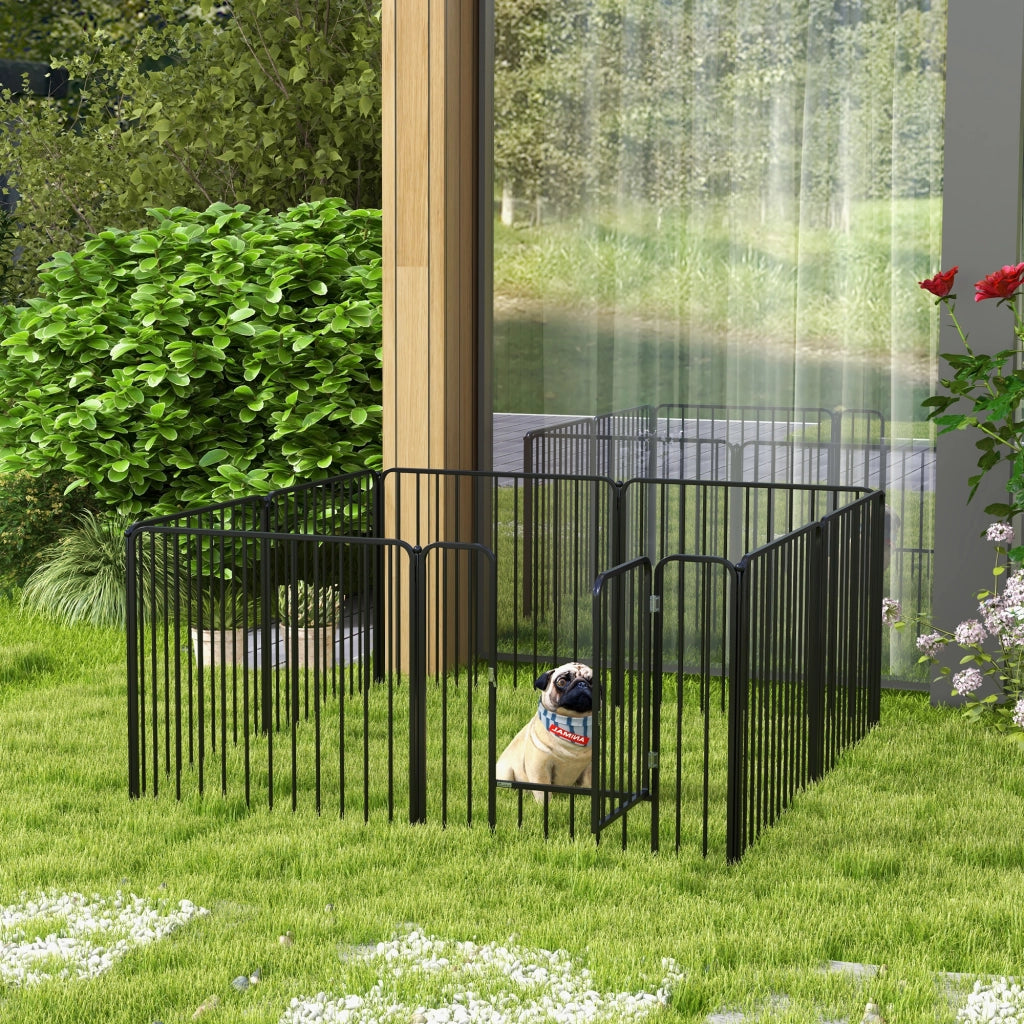 Recinto per Cani Modulabile 8 Pannelli ¨C Zephmum ¨C Acciaio Nero 164x164x80 cm
