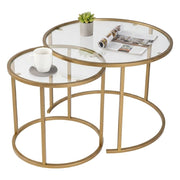 Xaden, Tavolino da Salotto set di 2 Tavolini Peso Massimo Supportato 10 kg, 60x60x43h cm oro