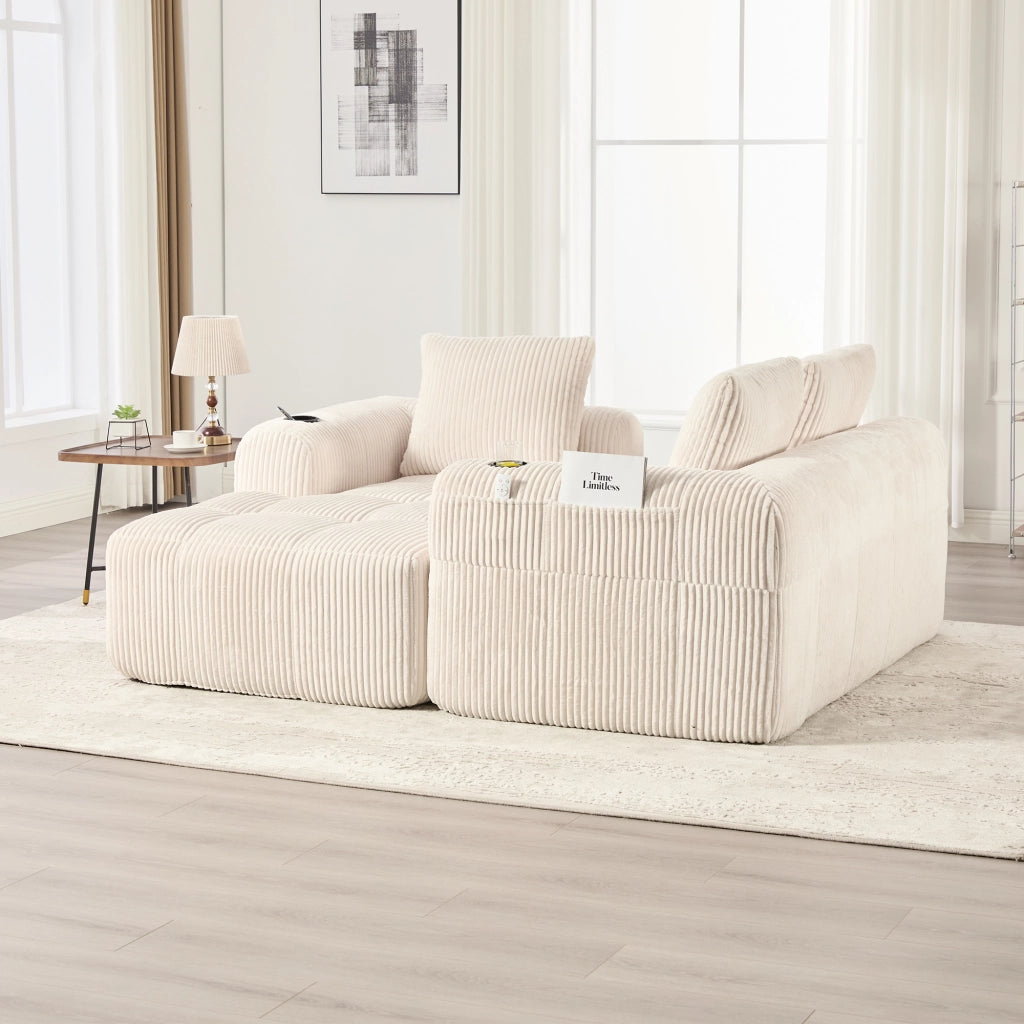 DIVANO modulare 253x158x61 cm in velluto a coste Beige