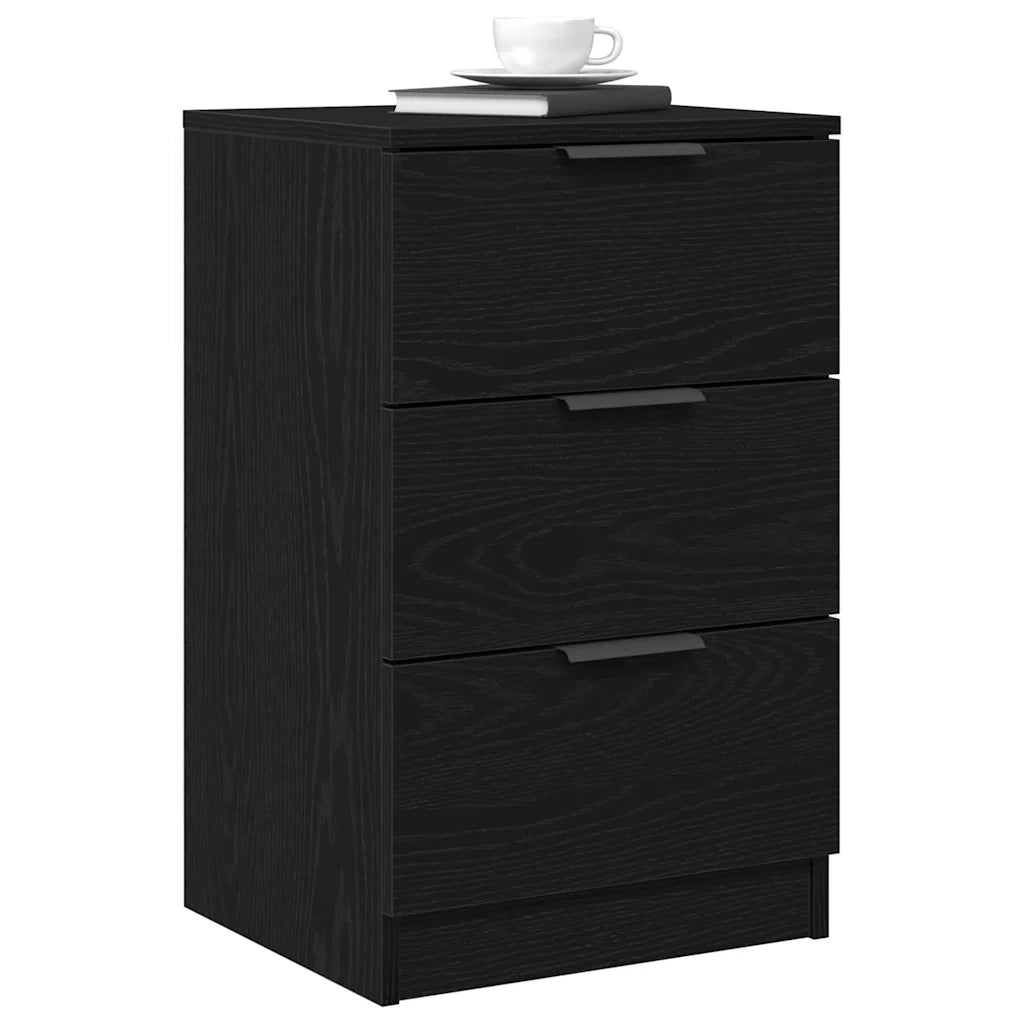Comodino | Armadio da Notte | Mobiletto da notte Rovere Nero 40 x 65 x 65 cm Legno multistrato