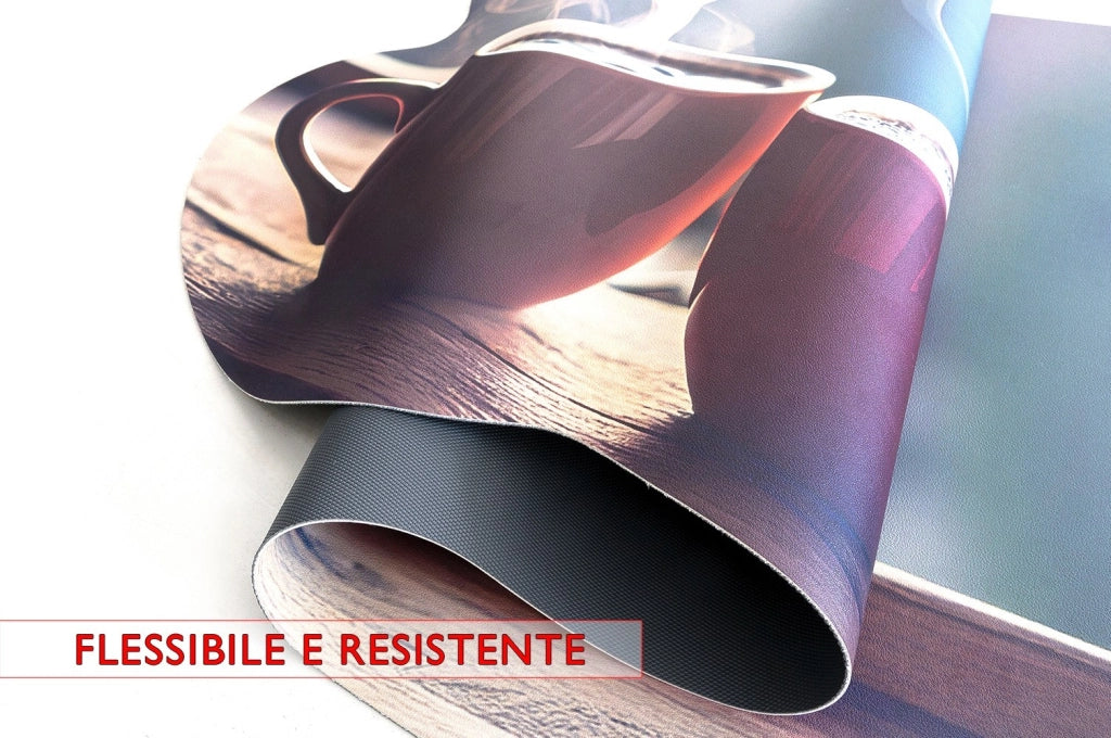 Tappeto Cucina Gomma Pvc Moderno Sagomato Antimacchia Stampa Digitale HD Caffè Cuori 50x120 cm