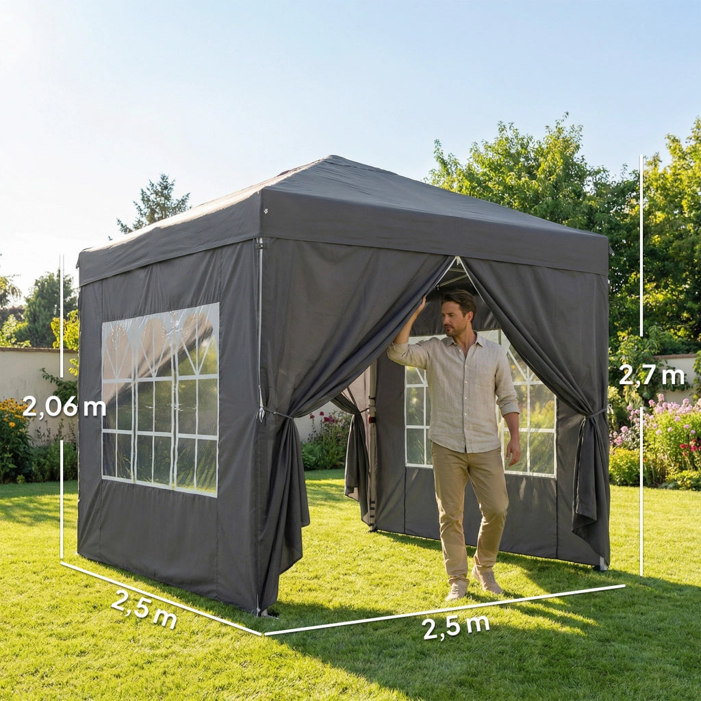 Tonnelle da giardino pieghevole ¨C zephmum ¨C 2.5x2.5m grigio scuro