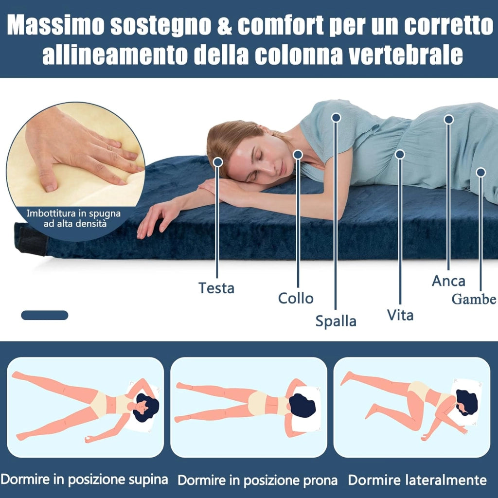 Materasso da Campeggio Impermeabile in Memory Foam, Materassino Portatile con Borsa di Trasporto, Base Antiscivolo, Componibile ed Ergonomico, 183 x 62,5 x 6,5cm
