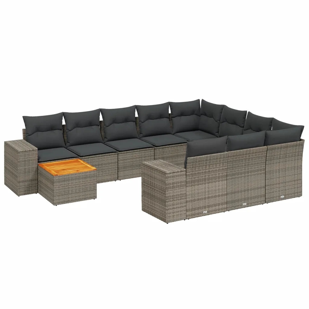 Set Divani da Giardino 11 pz con Cuscini in Polyrattan Grigiocod mxl 114274