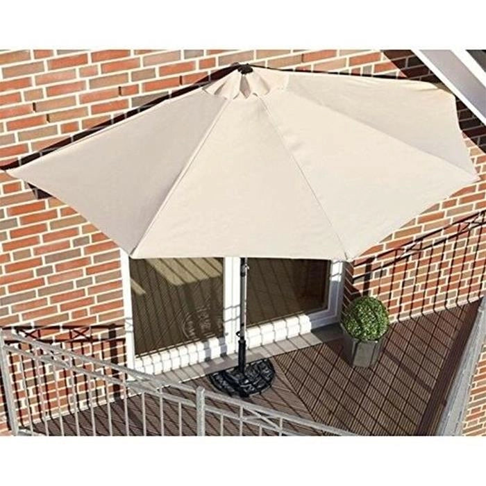 OMBRELLONE MEZZALUNA DA MURO IN ALLUMINIO COLORE GIALLO 300 X 150 X H 250 CM + BASE