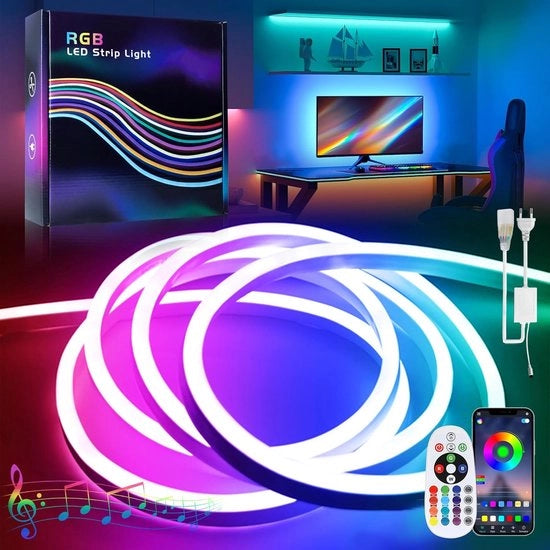 Luminaria a LED Neon RGB 30M - Flessibile e Imprigionabile con Controllo Bluetooth e Sincronizzazione Musicale