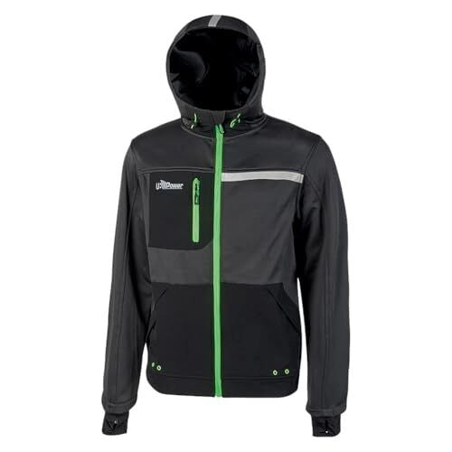 U-power FU275RL Galaxy Felpa da Lavoro Uomo Full-Zip Cappuccio 100% Poliestere 290 g-m² colore Asphalt Grey Green
