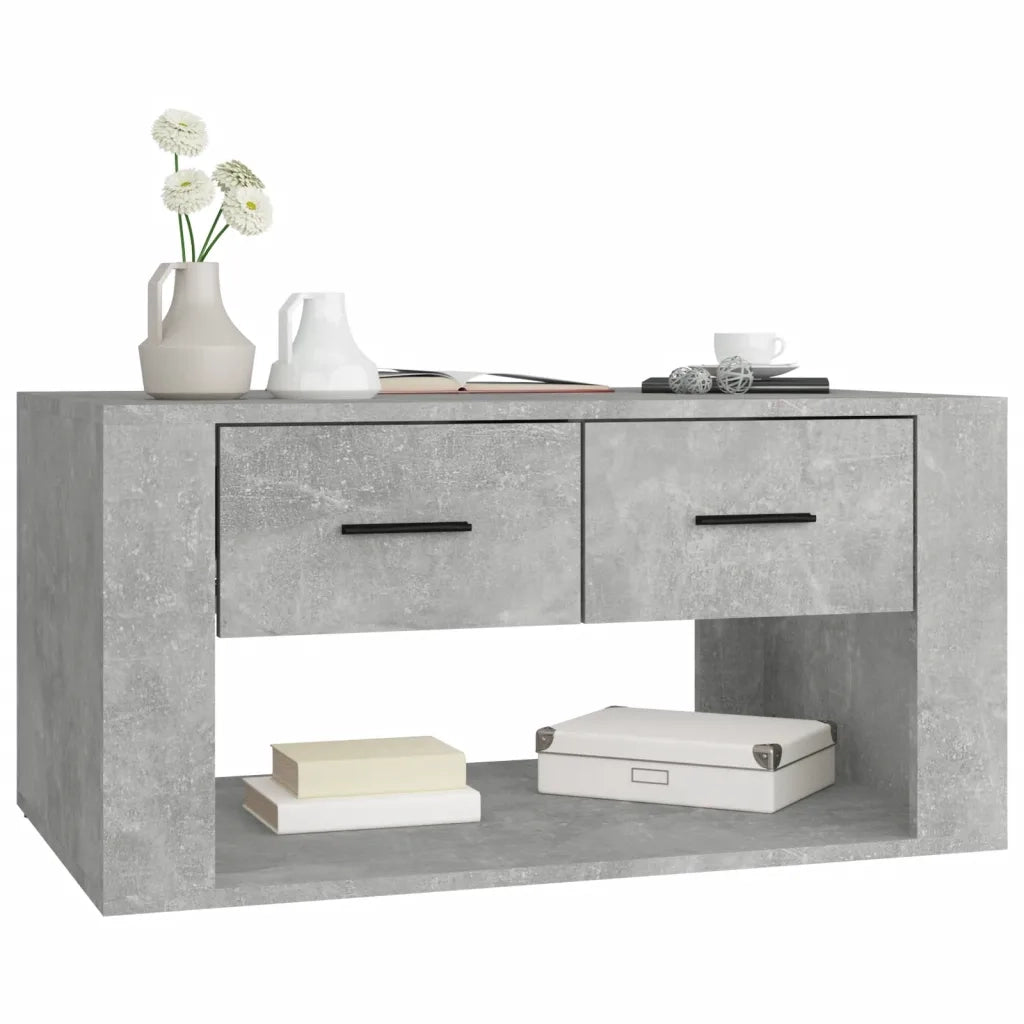 Tavolino da Salotto Grigio Cemento 80x50x40cm Legno Multistrato