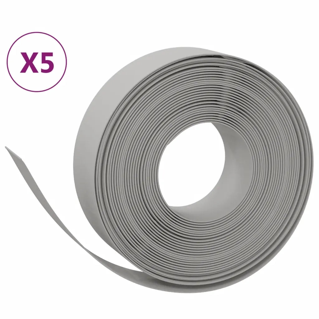 Bordature da Giardino 5 pz Grigie 10 m 15 cm in Polietilene 3155443