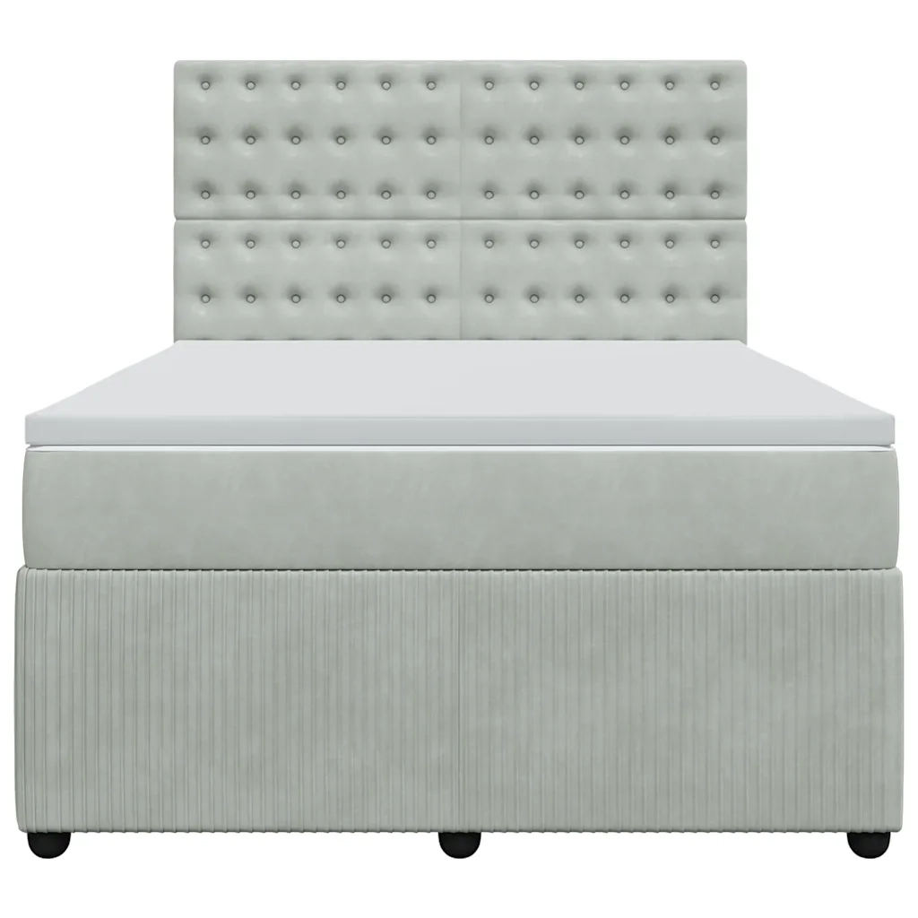 Giroletto a Molle con Materasso Grigio Chiaro 140x190cm Velluto