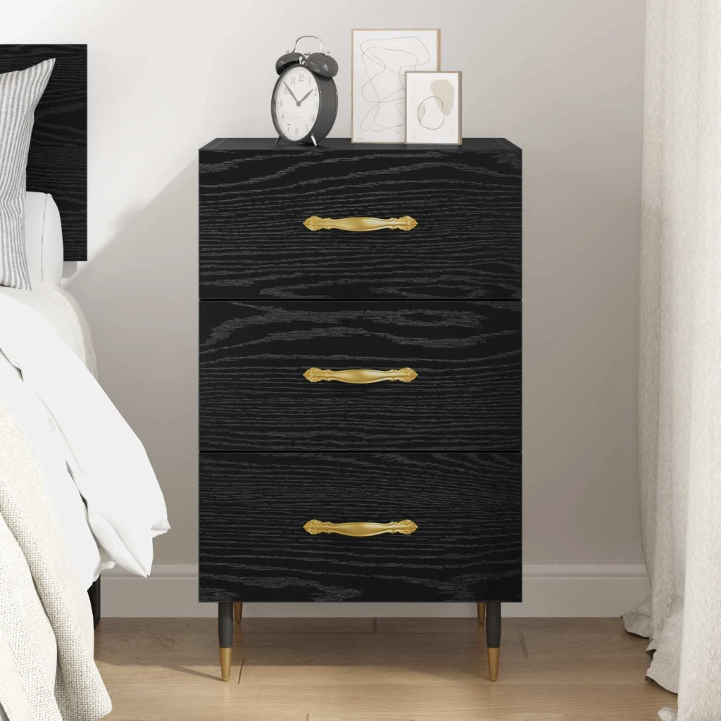 Comodino | Armadio da Notte | Mobiletto da notte Rovere Nero 40 x 40 x 66 cm Legno multistrato