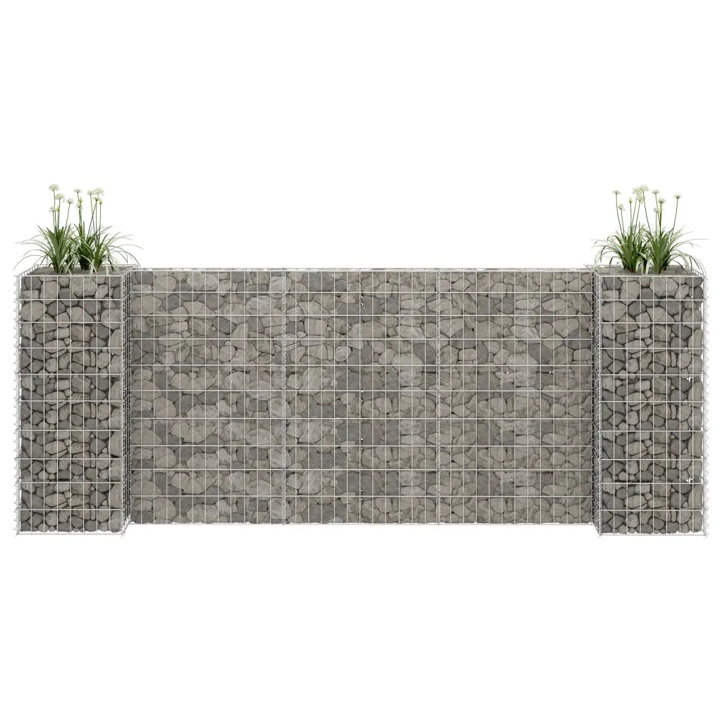 Gabbione Fioriera | Cassetta per fiori | Vaso ad "H" in Filo di Acciaio 260x40x100 cm