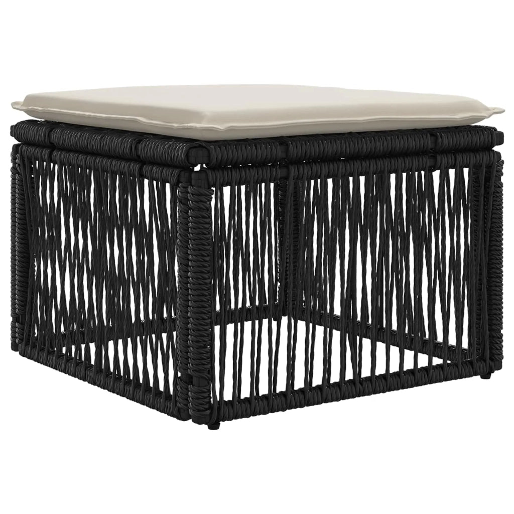 Set Divano da Giardino 12 pz Nero e Bianco Crema polyrattan 3437038
