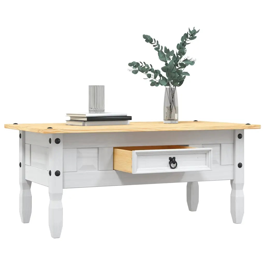 Tavolino Caffé Pino Messicano Corona Range Bianco 100x55x44 cm 282626