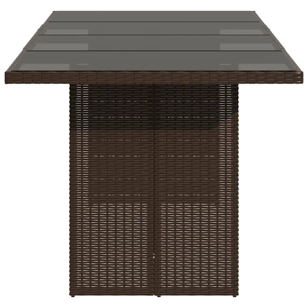 Tavolo Giardino | Tavolino da esterno Piano in Vetro Marrone 190x80x75cm Polyrattan