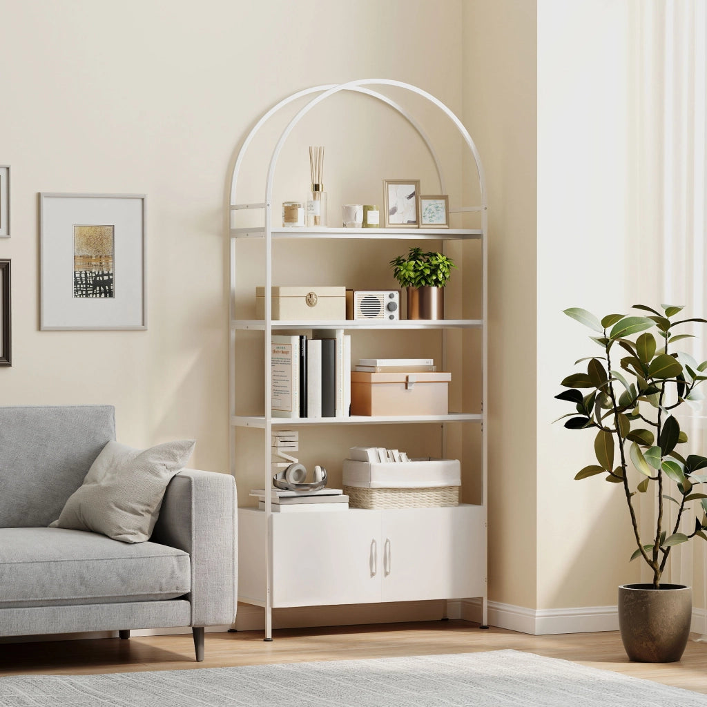 Libreria ad arco 4 ripiani con ante ¨C Xylo ¨C legno bianco 80x30x187cm